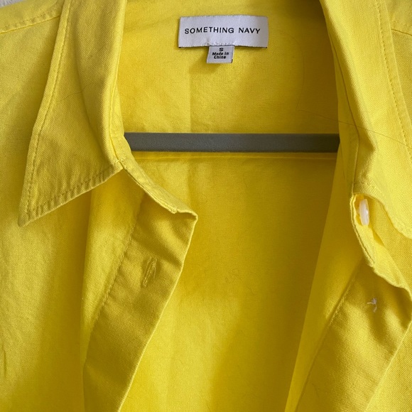 Something Navy Bright Yellow Button Up Shirt - Picture 2 of 2